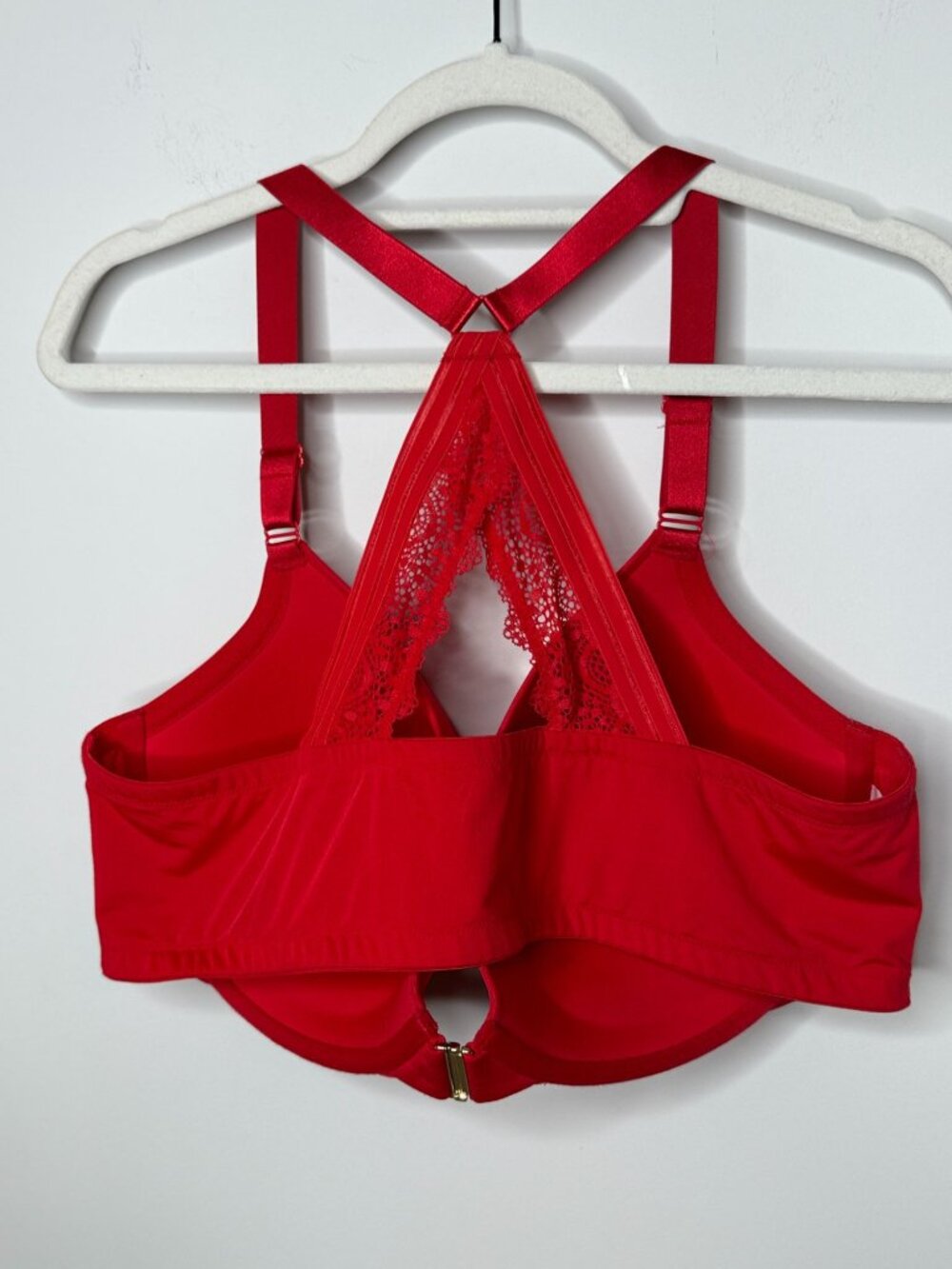 Cacique Red Front-Close Lace Racerback Bra Size 44DD - Picture 2 of 9